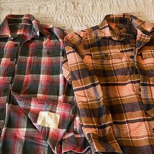 L.L. Bean Men's Plaid Button-Down Shirts — Red & Brown Plaids